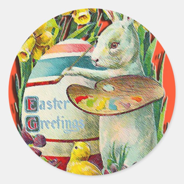 Pegatinas de artistas de conejo de Pascua (Anverso)