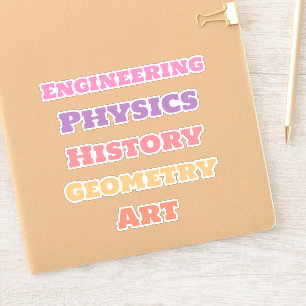 Pegatinas de asignatura escolar, estética