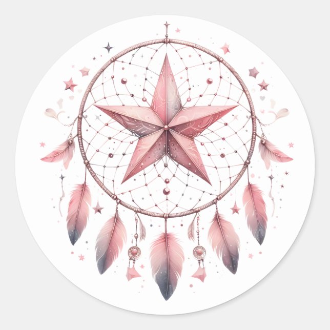 Pegatinas de atrapasueños rosa (Anverso)