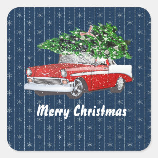 Pegatinas de autos antiguos de navidad