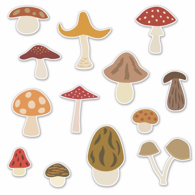 Pegatinas de Autumn Mushrooms Vinyl (Anverso)