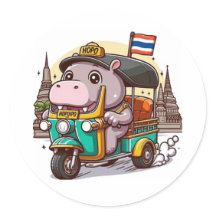 Pegatinas de aventuras tuk-tuk de Moo Deng