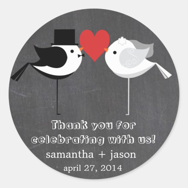 Pegatinas de Aves bodas (Anverso)