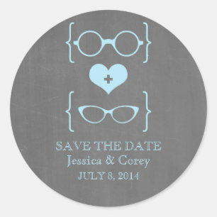 Pegatinas de aviso de fecha de geeky gafas pizarra