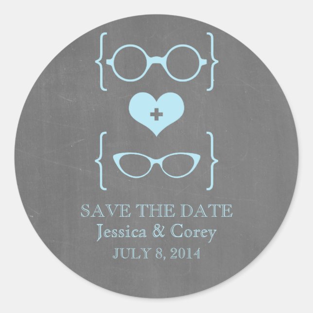 Pegatinas de aviso de fecha de geeky gafas pizarra (Anverso)