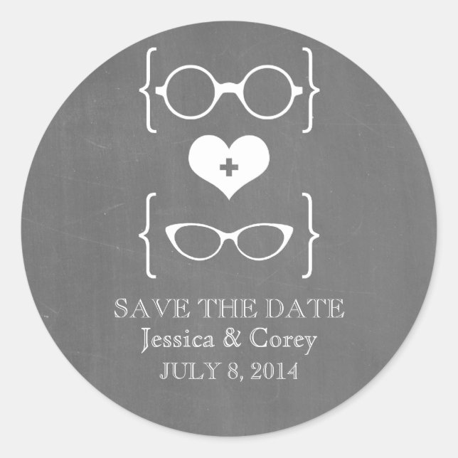 Pegatinas de aviso de fecha de geeky gafas pizarra (Anverso)