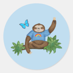 Pegatinas de azul redondo Stanley Sloth