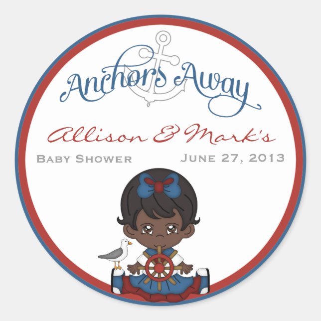 Pegatinas de Baby Shower afroamericanos nacionalis (Anverso)