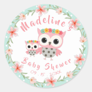 Pegatinas de Baby Shower Boho Owl