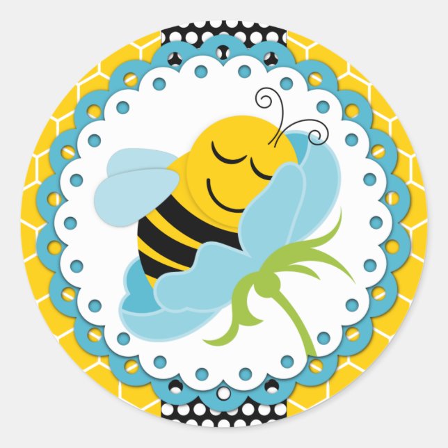 Pegatinas de Baby Shower Boy Bee (Anverso)