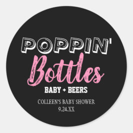 Pegatinas de Baby Shower Chica de botellas de Popp