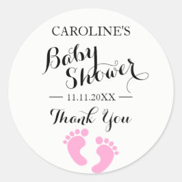 Pegatinas de Baby Shower CHICA rosa de los pies de