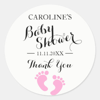 Pegatinas de Baby Shower CHICA rosa de los pies de