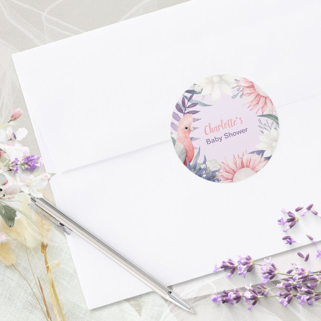 Pegatinas de Baby Shower con flores de lavanda enc (Enchanted Lavender Floral Baby Shower Stickers ©Susanne Sachers - Sunny Mind 🌞)