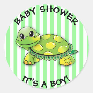 Pegatinas de Baby Shower con temática de tortuga v
