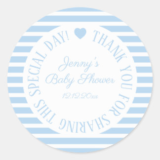 Pegatinas de Baby Shower Corazón de Favor Azul