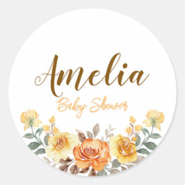 Pegatinas de Baby Shower de acuarela floral