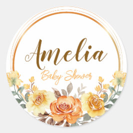 Pegatinas de Baby Shower de acuarela floral