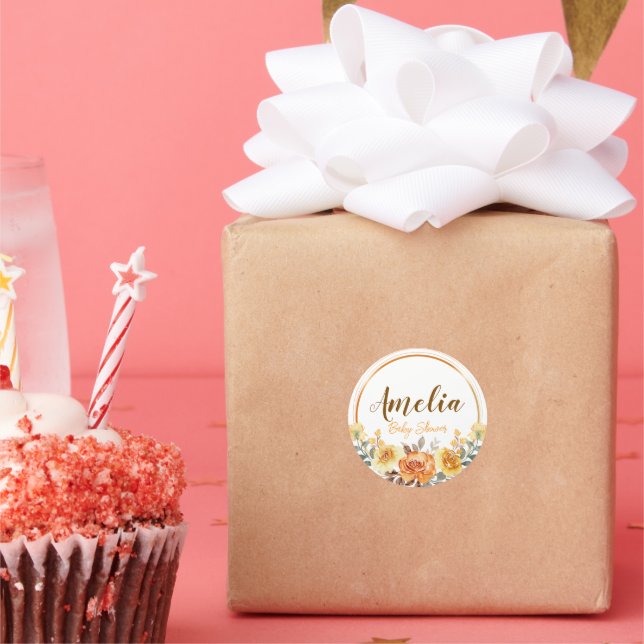 Pegatinas de Baby Shower de acuarela floral (Fiesta)