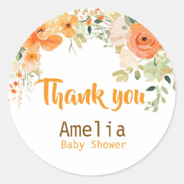 Pegatinas de Baby Shower de acuarela floral