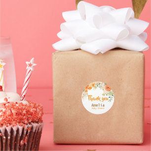 Pegatinas de Baby Shower de acuarela floral