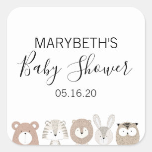 Pegatinas de Baby Shower de animales de compañía