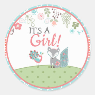 Pegatinas de Baby Shower de Baby Fox