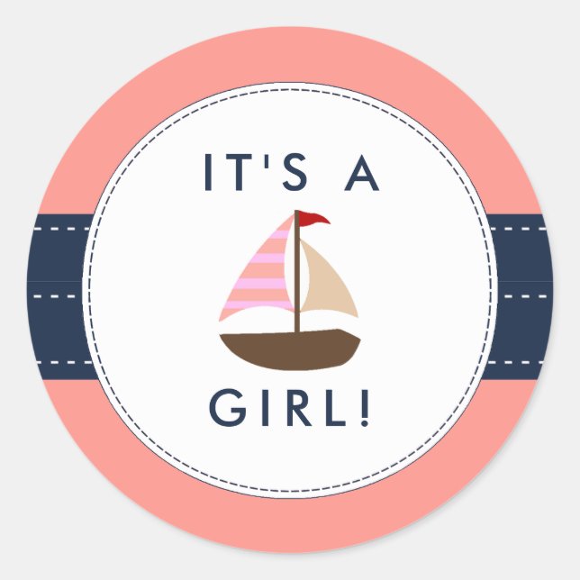 Pegatinas de Baby Shower de barcos náuticos - ¡Es  (Anverso)