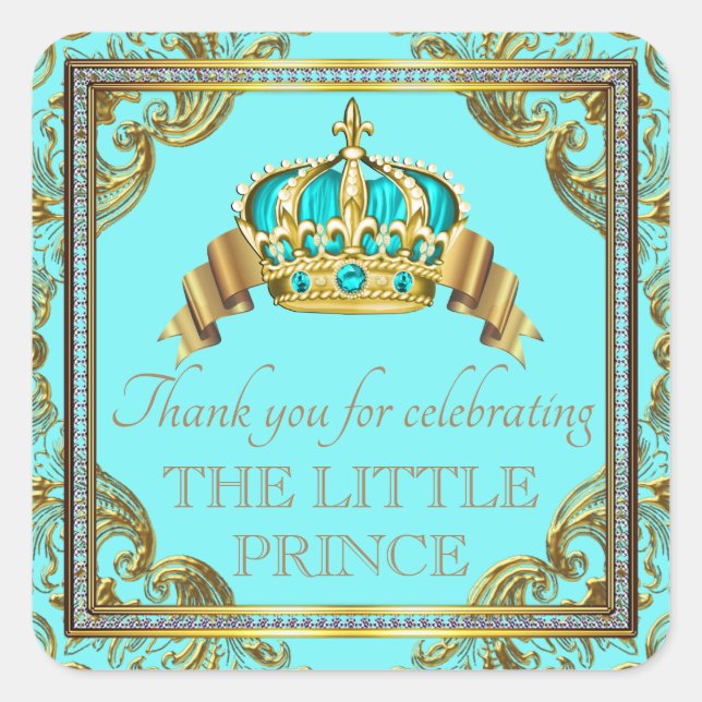 Pegatinas de Baby Shower de Blue Gold Prince (Anverso)
