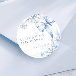 Pegatinas de Baby Shower de Blue Snowflake