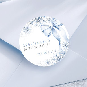 Pegatinas de Baby Shower de Blue Snowflake