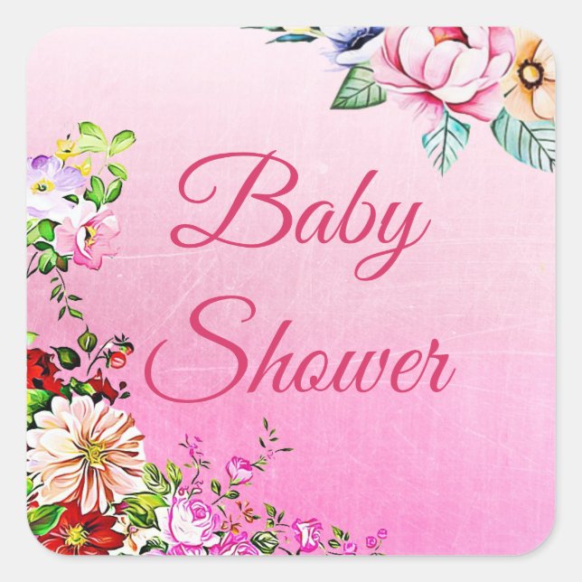 Pegatinas de Baby Shower de bonito Floral Chica (Anverso)