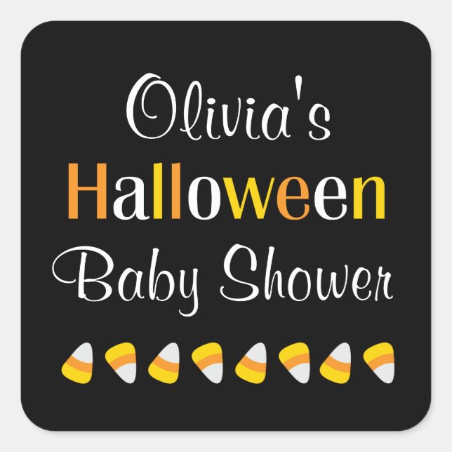 Pegatinas de Baby Shower de Cute Candy Corn Hallow (Anverso)