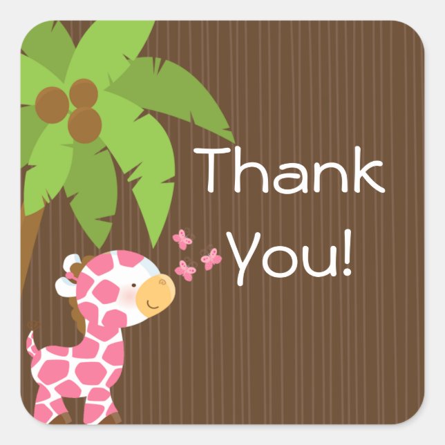 Pegatinas de Baby Shower de Cute Safari Giraffe Ch (Anverso)