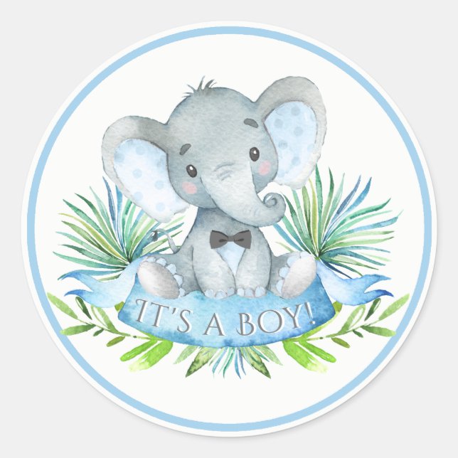 Pegatinas de Baby Shower de Elephant Boys (Anverso)