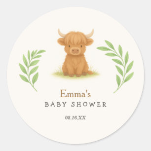 Pegatinas de Baby Shower de Highland Cow
