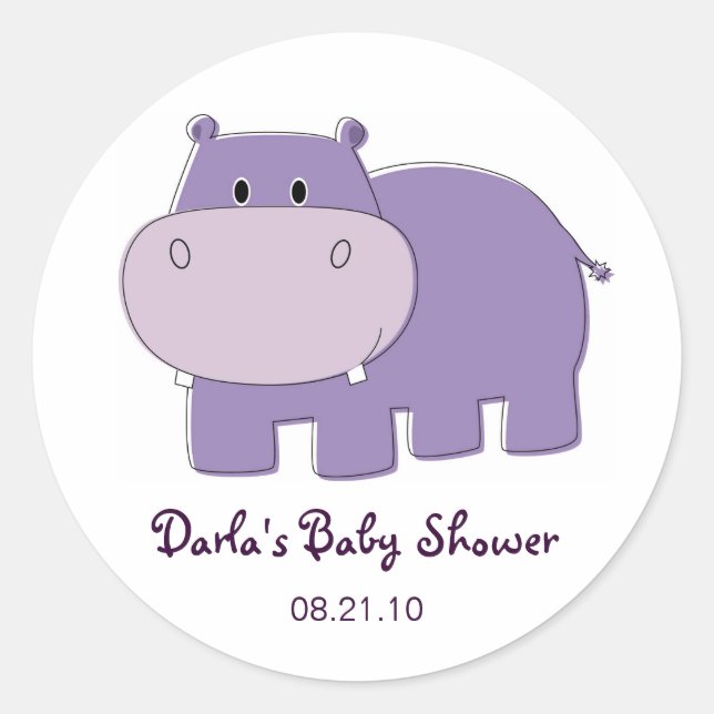 Pegatinas de Baby Shower de Hippo (Anverso)