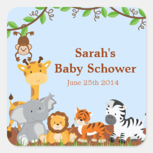 Pegatinas de Baby Shower de la selva Safari Cute