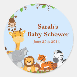 Pegatinas de Baby Shower de la selva Safari Cute