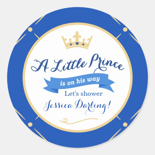 Pegatinas de Baby Shower de Little Prince | Azul r (Anverso)