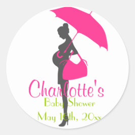 Pegatinas de Baby Shower de Magenta Silhouette