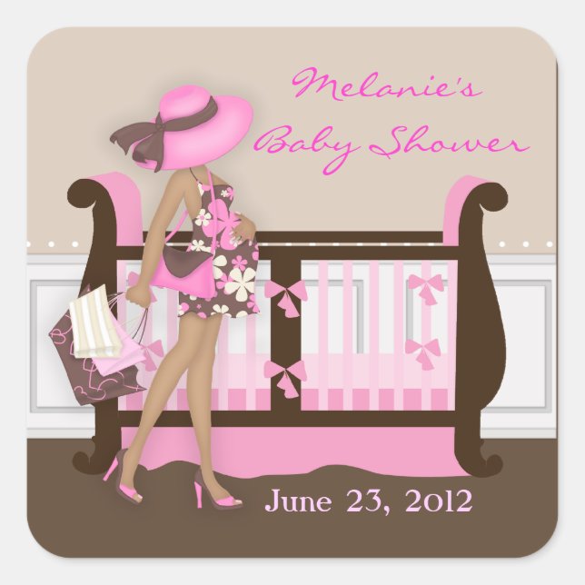 Pegatinas de Baby Shower de mamá moderna de moda (Anverso)