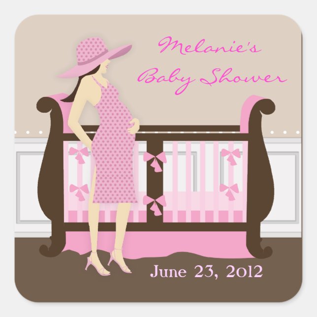 Pegatinas de Baby Shower de mamá moderna de moda (Anverso)