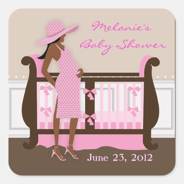 Pegatinas de Baby Shower de mamá moderna de moda (Anverso)