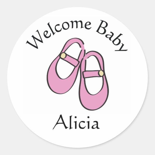 Pegatinas de Baby Shower de Mary Janes (Anverso)