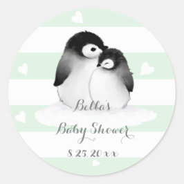 Pegatinas de Baby Shower de Mint Penguin