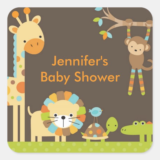 Pegatinas de Baby Shower de Mod Jungle Safari (Anverso)