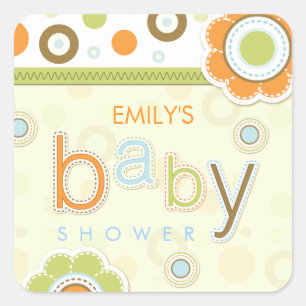Pegatinas de Baby Shower de Retro Scrapbook