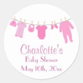 Pegatinas de Baby Shower de Ropa Rosa