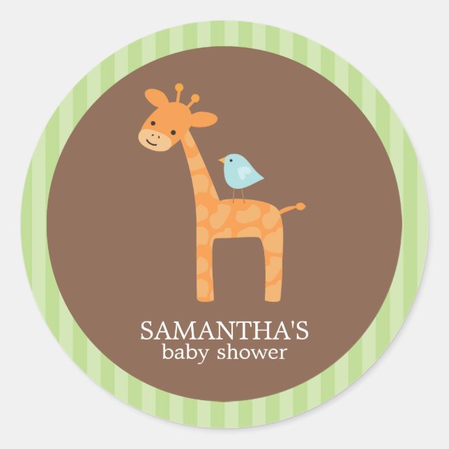 Pegatinas de Baby Shower de Safari Friends (Anverso)